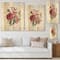 Designart - Vintage Burgundy Rose and Wildflowers - Farmhouse Print on Natural Pine Wood